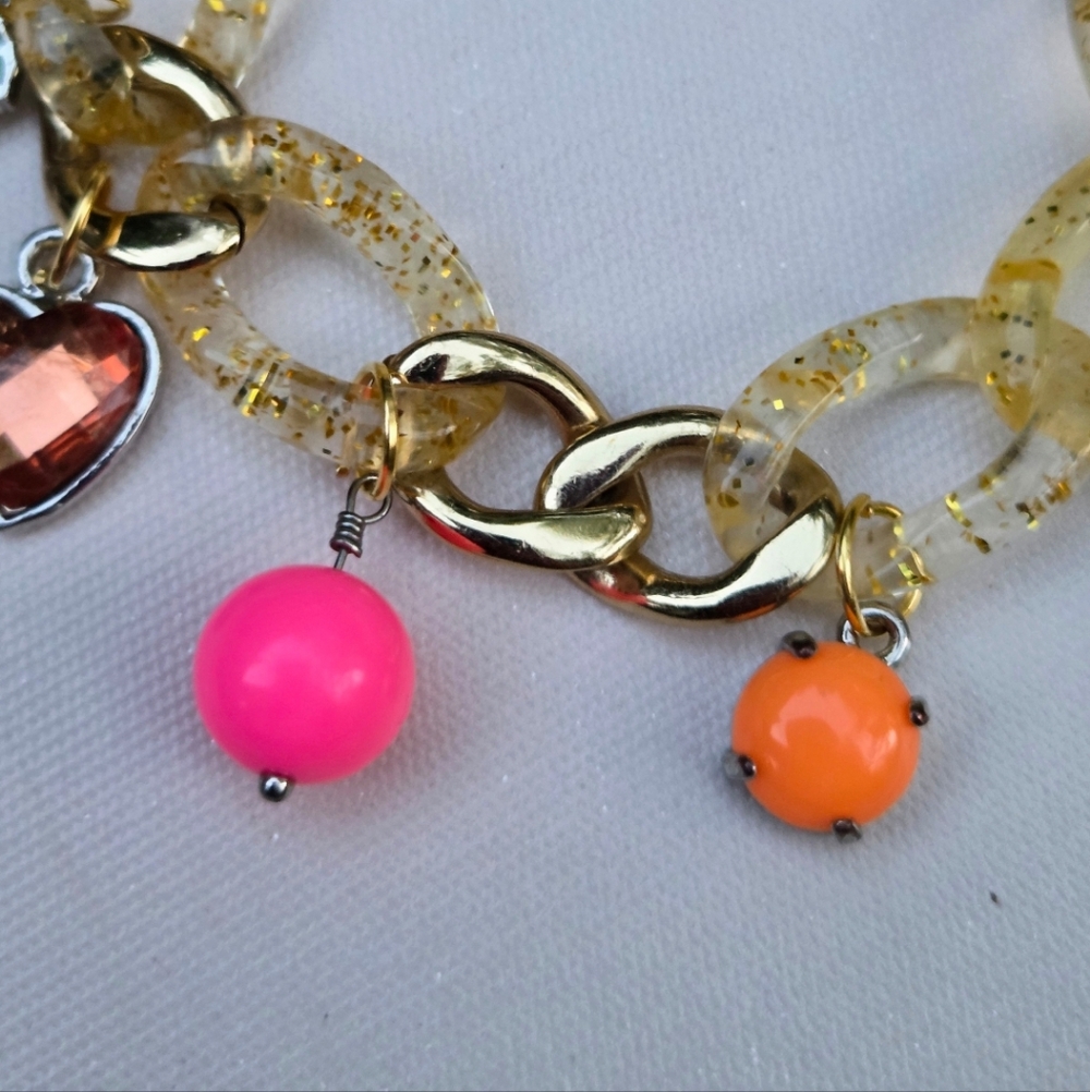 Juicy Couture Y2K Clear Glitter Resin & Goldtone “Candy Pop” Vtg Charm Bracelet - Picture 5 of 8